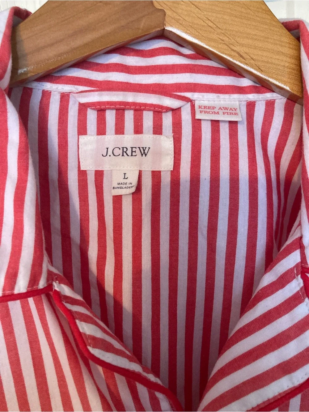 J. Crew Red and White Vertical Stripe classic button down pajamas. 2-piece set.